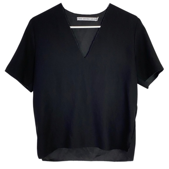 & Other Stories Tops - & Other Stories VNeck Blouse Womens Size 6 / Small Black  Short Sleeve Top Shirt